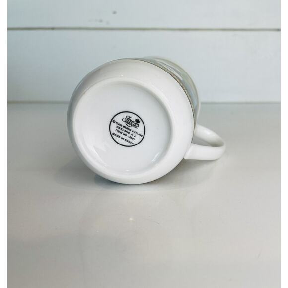 Four Seasons Russ Berrie Mug White Gray Cat In Garden Ceramic Coffee Tea Cup 10k - Picture 4 of 4